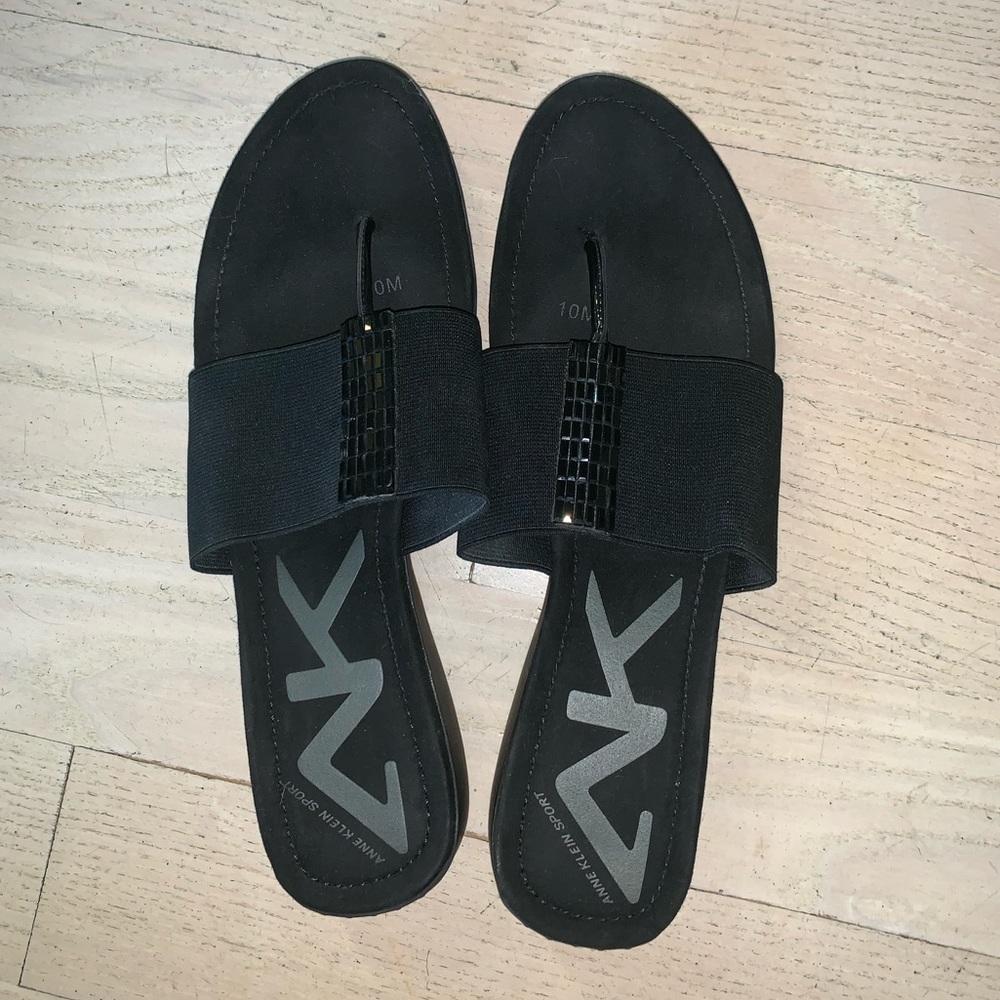 Anne Klein Black Slip-On Dress Sandals